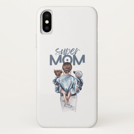 Personalized Super Mom with Son and Daughter Gift Case-Mate iPhone Case (Achterkant)