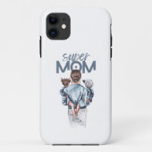 Personalized Super Mom with Son and Daughter Gift Case-Mate iPhone Case (Achterkant)