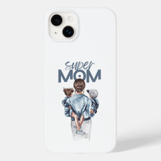 Personalized Super Mom with Son and Daughter Gift Case-Mate iPhone 14 Plus Hoesje