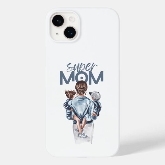 Personalized Super Mom with Son and Daughter Gift Case-Mate iPhone Case (Achterkant)