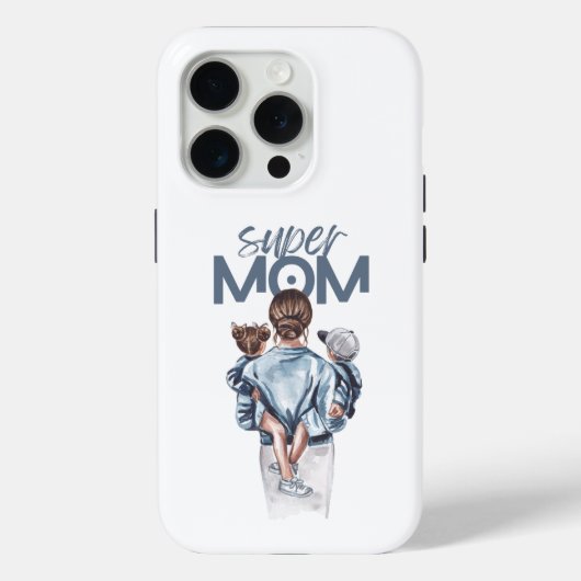 Personalized Super Mom with Son and Daughter Gift Case-Mate iPhone Case (Achterkant)
