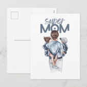 Personalized Super Mom with Son and Daughter Gift Feestdagenkaart (Voorkant / Achterkant)