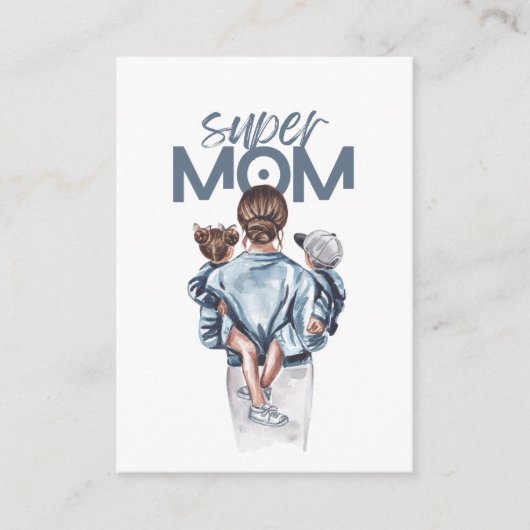 Personalized Super Mom with Son and Daughter Gift  Informatiekaartje (Voorkant)