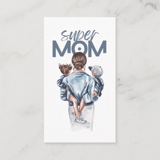 Personalized Super Mom with Son and Daughter Gift Informatiekaartje (Voorkant)