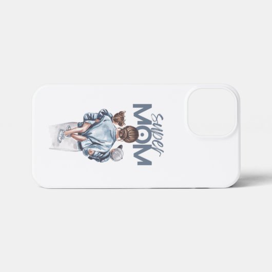 Personalized Super Mom with Son and Daughter Gift iPhone Hoesje (Achterkant horizontaal)