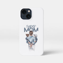 Personalized Super Mom with Son and Daughter Gift iPhone 13 Mini Hoesje