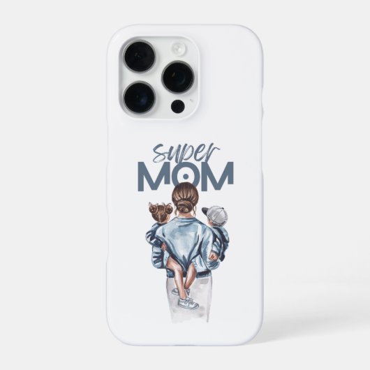 Personalized Super Mom with Son and Daughter Gift iPhone Hoesje (Achterkant)