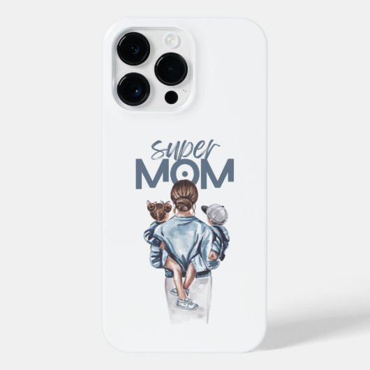 Personalized Super Mom with Son and Daughter Gift iPhone Hoesje (Achterkant)