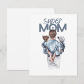 Personalized Super Mom with Son and Daughter Gift  Kaart (Voorkant / Achterkant)