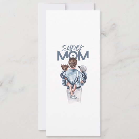 Personalized Super Mom with Son and Daughter Gift  Kaart (Voorkant)