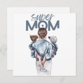 Personalized Super Mom with Son and Daughter Gift  Kaart (Voorkant / Achterkant)