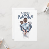 Personalized Super Mom with Son and Daughter Gift Kaart (Voorkant / Achterkant in situ)