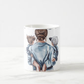 Personalized Super Mom with Son and Daughter Gift Koffiemok (Center)