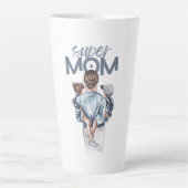 Personalized Super Mom with Son and Daughter Gift Latte Mok (Voorkant)