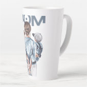 Personalized Super Mom with Son and Daughter Gift Latte Mok (Rechterhoek)