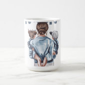 Personalized Super Mom with Son and Daughter Gift Magische Mok (Midden)