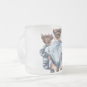 Personalized Super Mom with Son and Daughter Gift Matglas Koffiemok (Voorkant links)