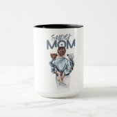 Personalized Super Mom with Son and Daughter Gift Mok (Midden)