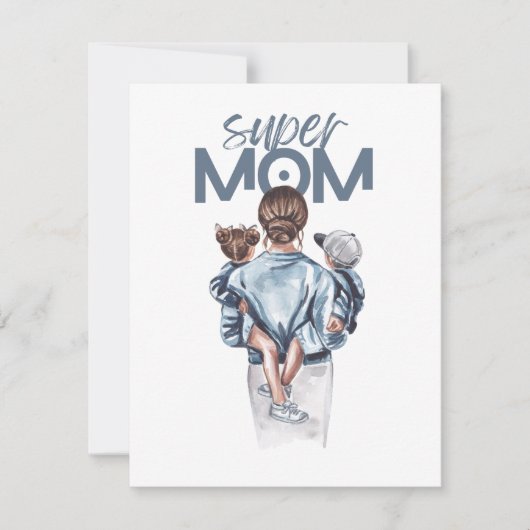 Personalized Super Mom with Son and Daughter Gift Notitiekaartje (Voorkant)