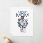 Personalized Super Mom with Son and Daughter Gift Notitiekaartje (Voorkant / Achterkant in situ)