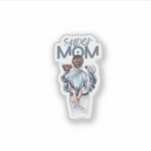 Personalized Super Mom with Son and Daughter Gift Sticker (Voorkant)