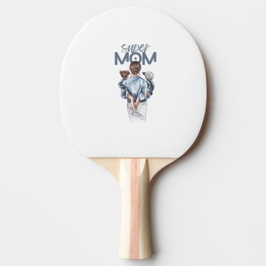 Personalized Super Mom with Son and Daughter Gift Tafeltennisbatje (Voorkant)