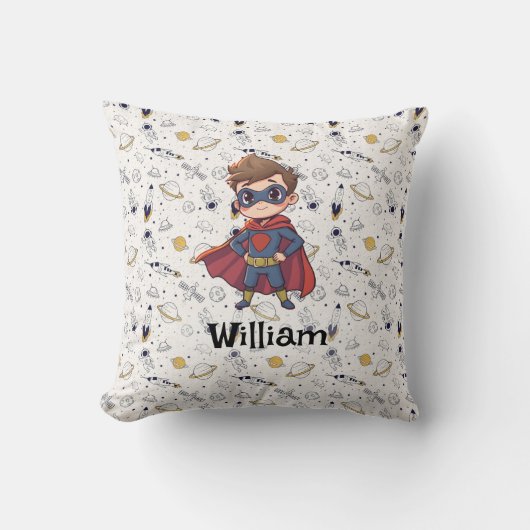 Personalized Superhero Name Pillow - Kids Pillow Kussen (Voorkant)