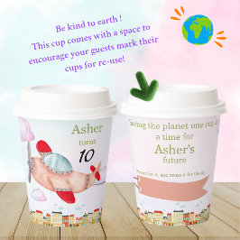 Personalized Sustainable Red Airplane Birthday Papieren Bekers