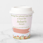 Personalized Sustainable Red Airplane Birthday Papieren Bekers (Achterkant)