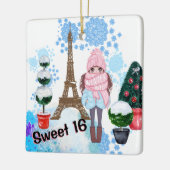 Personalized Sweet 16 Paris Winter Eiffel Tower Keramisch Ornament (Links)