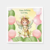 Personalized Sweet Fairy 1st Birthday Napkins Servet (Voorkant)