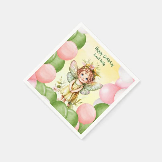 Personalized Sweet Fairy 1st Birthday Napkins Servet (Hoek)