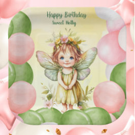 Personalized Sweet Fairy 1st Birthday Paper Plates Papieren Bordje