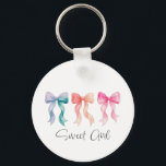 Personalized Sweet Girl Keychain | Custom Name Bow<br><div class="desc">Add a charming touch to your everyday accessories with this personalized Sweet Girl keychain featuring a cute watercolor bow design and custom name option. This adorable keychain is perfect for decorating keys, bags, backpacks, or purses while showing off a soft coquette aesthetic style. Customize it with any name to create...</div>