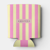 Personalized Sweet Pastel Pink and Yellow Stripe Blikjeskoeler (Achterkant)