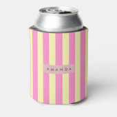 Personalized Sweet Pastel Pink and Yellow Stripe Blikjeskoeler (Blikje Achterkant)