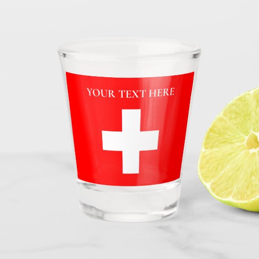 Personalized Switzerland Flag Schweiz Swiss Europe Shot Glas (Voorkant)
