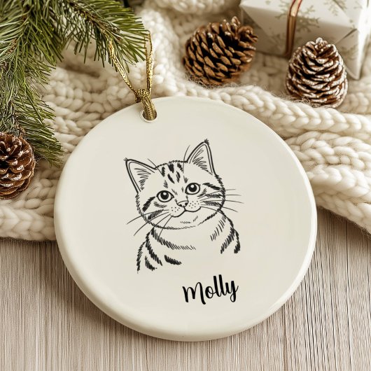 Personalized Tabby Cat Christmas Keramisch Ornament