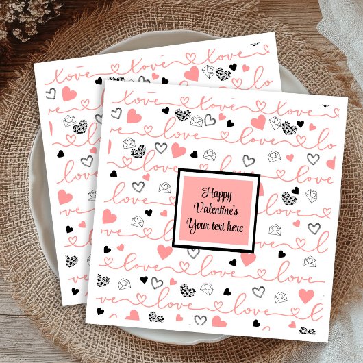 Personalized Table Love Text Art Valentine Napkins Servet