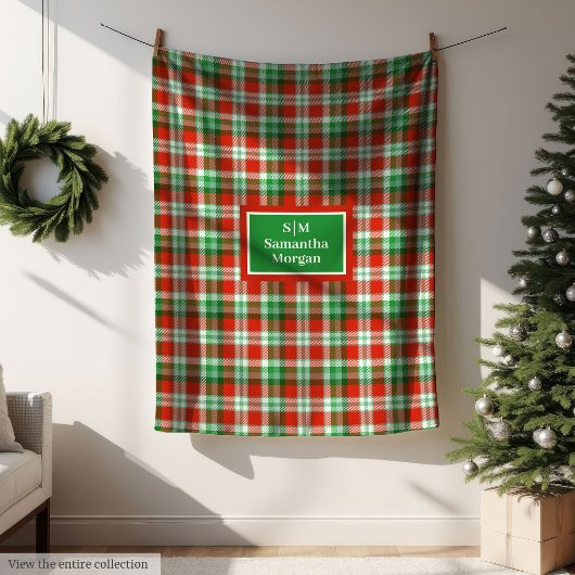 Personalized Tartan Blanket Elegant Holiday Gift Fleece Deken