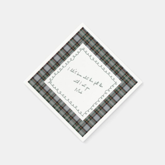 Personalized Tartan Border Love Note Napkin  Servet (Hoek)