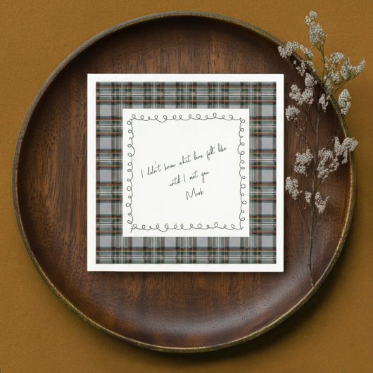 Personalized Tartan Border Love Note Napkin Servet
