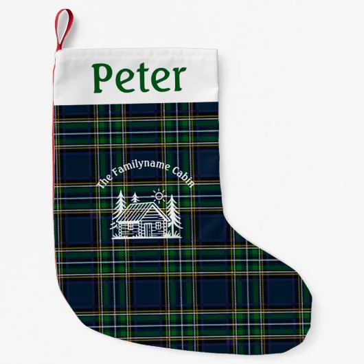 Personalized Tartan Family Cabin Christmas  Kleine Kerstsok (Voorkant)