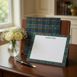 Personalized Tartan Note Card with Plaid Backgroun Notitiekaartje