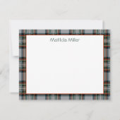 Personalized Tartan Note Card with Plaid Backgroun Notitiekaartje (Voorkant)