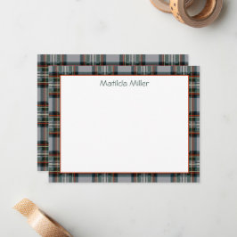 Personalized Tartan Note Card with Plaid Backgroun Notitiekaartje