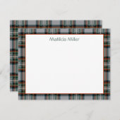 Personalized Tartan Note Card with Plaid Backgroun Notitiekaartje (Voorkant / Achterkant)