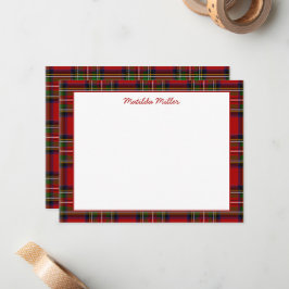 Personalized Tartan Note Card with Plaid Backgroun Notitiekaartje