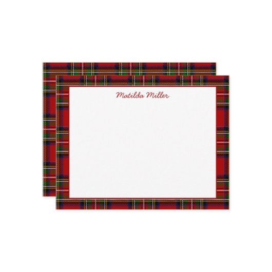 Personalized Tartan Note Card with Plaid Backgroun Notitiekaartje (Voorkant / Achterkant in situ)