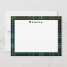 Personalized Tartan Note Card with Plaid Backgroun Notitiekaartje